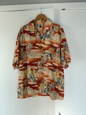 Tommy Bahama Rust Red & Cream Floral Button-Down Shirt